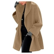 Coat for Women Clearance $2,Womens Winter Wool Coat Trench Jacket Ladies Warm Slim Long Overcoat Outwear